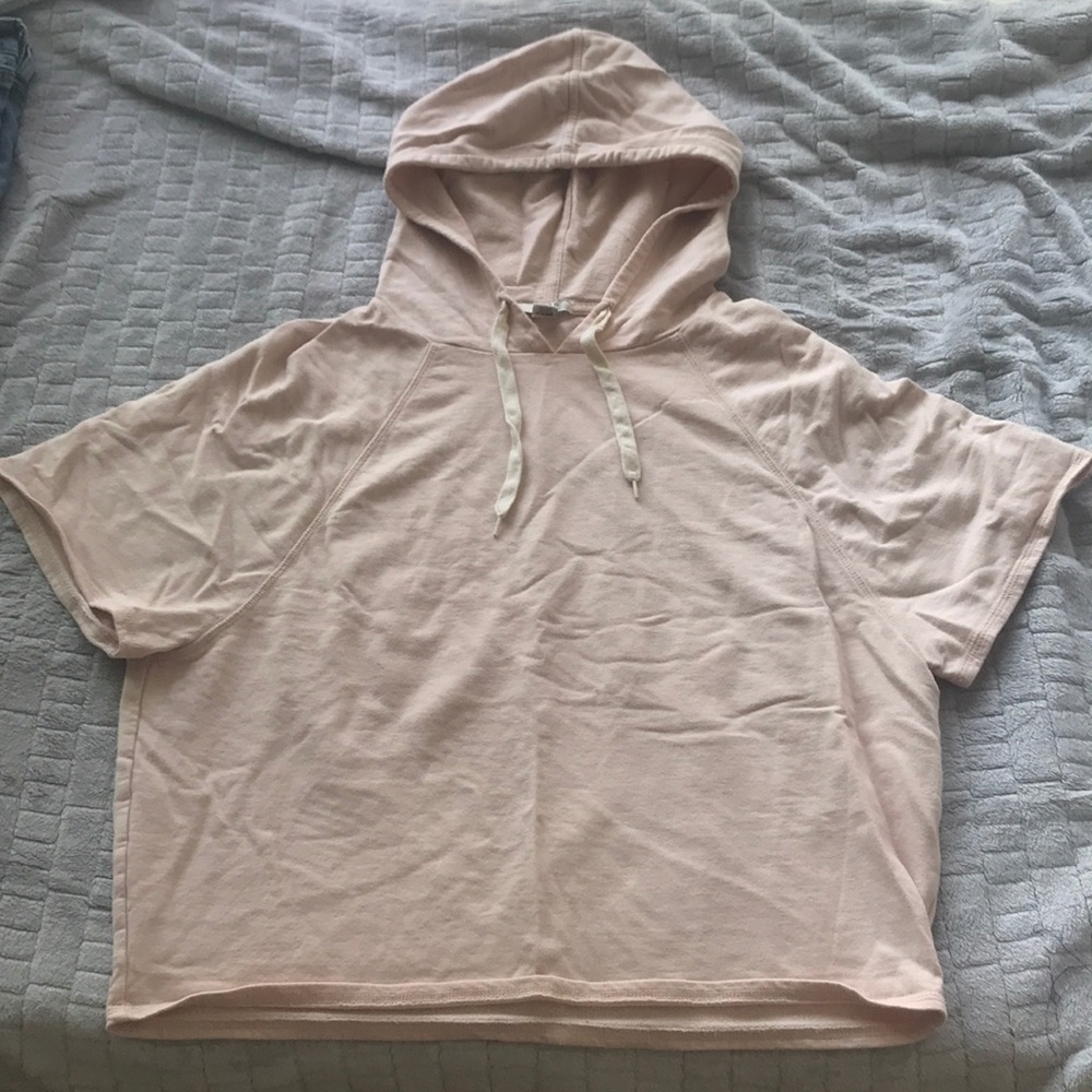 Light pink short sleeved hoodie